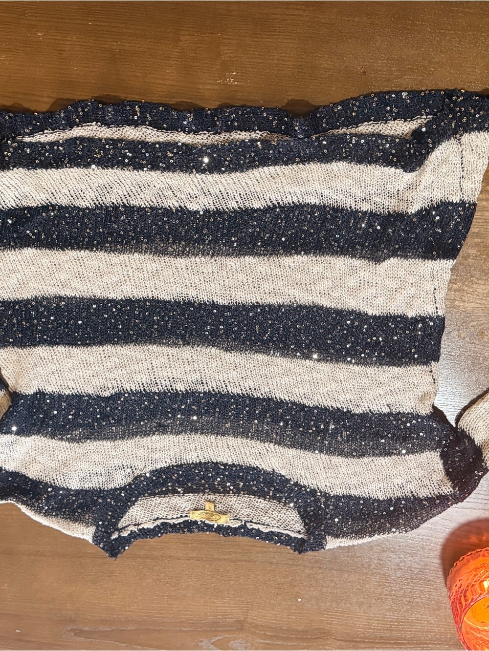 Vintage Cecico Striped Loose Knit Sequin Sweater Small Indie Sleaze Slouchy